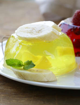 berry fruit jelly with fresh berries - summer dessertの写真素材