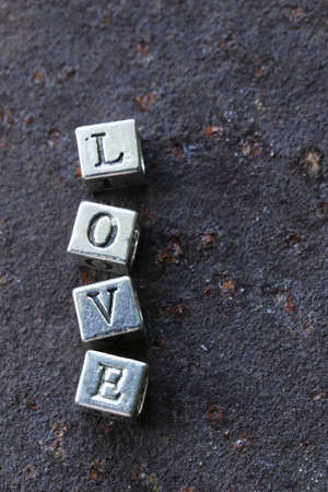 the word "LOVE" written in metal lettersの写真素材