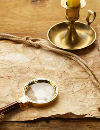 Vintage map and accessories for the treasure hunt and travel