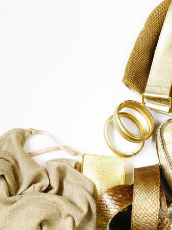 fashion accessories for women - handbag, scarf, belt and jewelryの写真素材