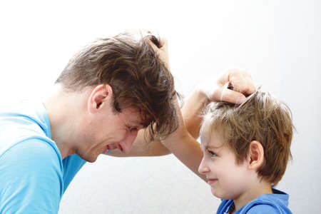 father and son swear, scream and quarrel