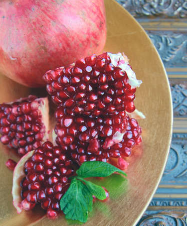 natural organic ripe pomegranateの写真素材