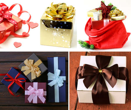 collage set Christmas gifts and decorationsの写真素材