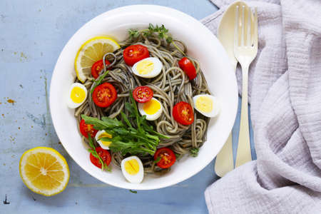 black pasta with black cuttlefish sauceの写真素材