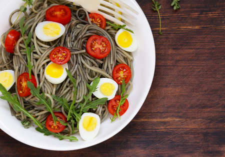 black pasta with black cuttlefish sauceの写真素材