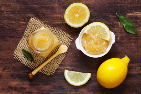 lemon curd cream made from natural organic lemonsの写真素材