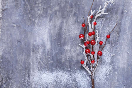 Christmas symbols and decorations on wooden backgroundの写真素材