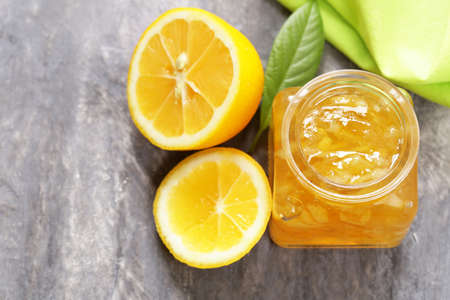 natural lemon jam with zest, homemade canned foodの写真素材