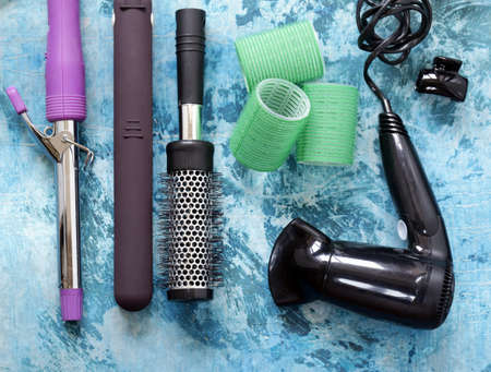 Set the tools hairdressers - hair dryer, curling iron, combの写真素材
