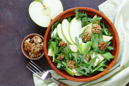 Waldorf salad with apple, cheese and walnutsの写真素材