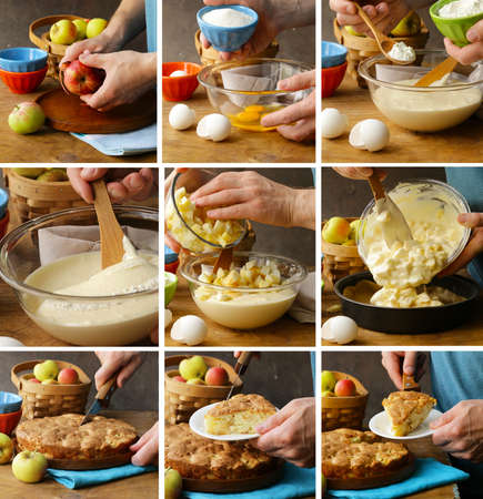 Collage, set cooking apple pieの写真素材