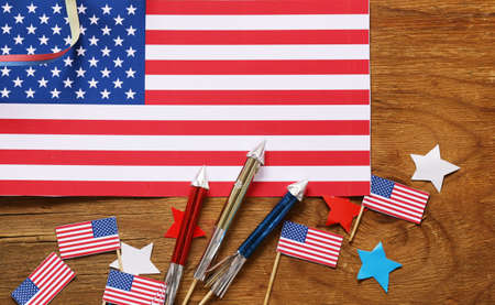 Background with symbols of America - celebration of July 4  Independence Dayの写真素材