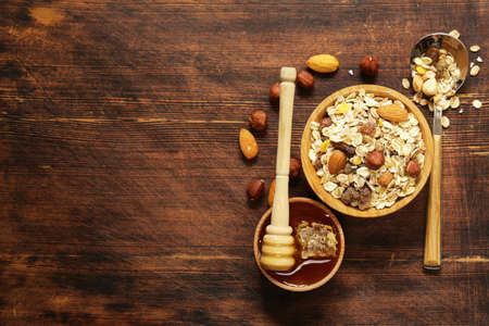 Healthy breakfast with homemade granolaの写真素材