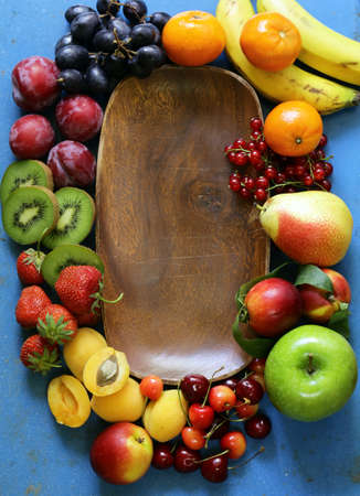 Different fruits and berries, healthy foodの写真素材