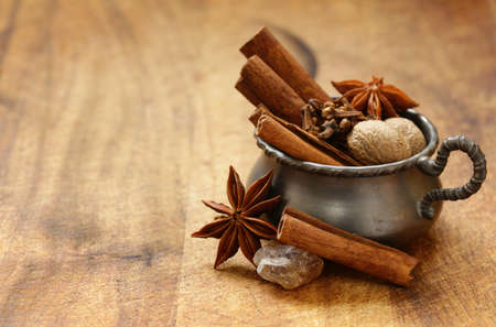 Spices for winter tea - cinnamon, anise, cloves
