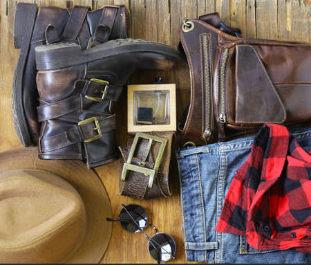 Casual Style - jeans, shirt, hipster fashionの写真素材