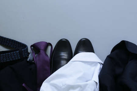 Classic style - shoes, shirt, tie, trousersの写真素材