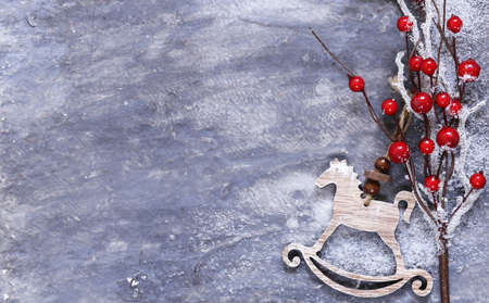 Vintage Christmas toy on a gray backgroundの写真素材