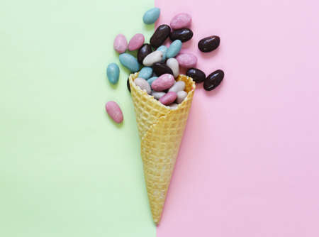 Sweet multicolored dragées candy and jelly sweets