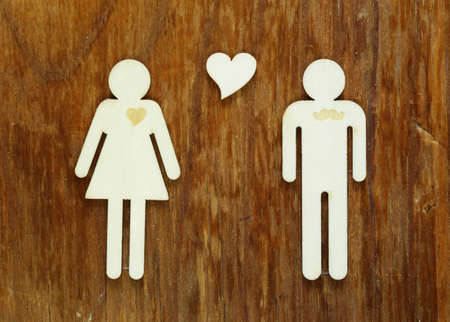 Wooden figures of men and women - the concept of relationsの写真素材