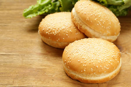 Buns for hamburgers with sesame seeds