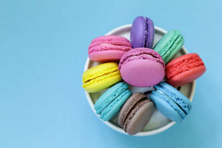 Multicolored almond cookies macaroni biscuitsの写真素材