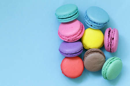 Multicolored almond cookies macaroni biscuitsの写真素材