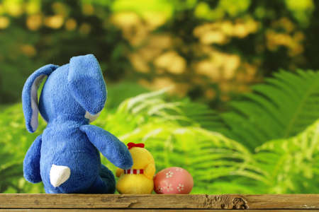 Happy Easter! Decorative eggs and holiday symbolsの写真素材