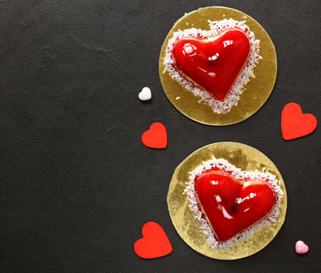 heart cake with raspberries for Valentine holidayの写真素材