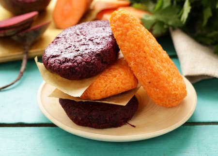 vegetable carrot and beet cutlets - vegetarian foodの写真素材