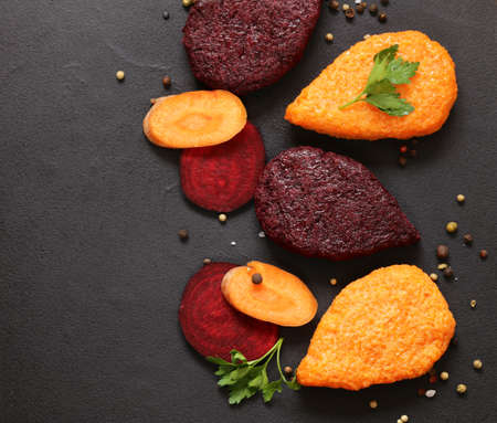 vegetable carrot and beet cutlets - vegetarian foodの写真素材