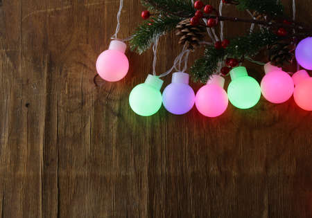 Christmas garlands - bright lights for decorationの写真素材