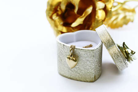 pendant gold heart - a gift for the holidayの写真素材