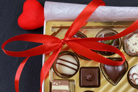 chocolate pralines for Valentines day holidayの写真素材