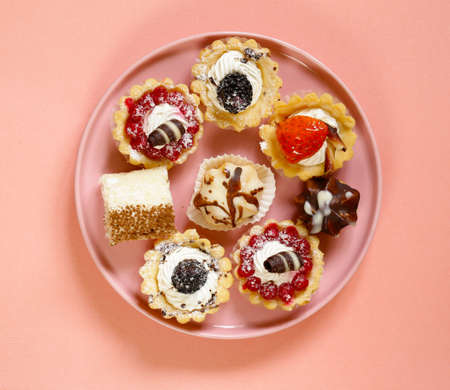 Mini dessert tarts sweet pastries for the holidayの写真素材