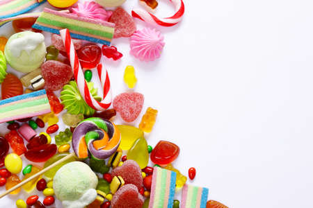 different marmalade sweet and colorful on white backgroundの写真素材