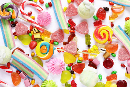 different marmalade sweet and colorful on white background
