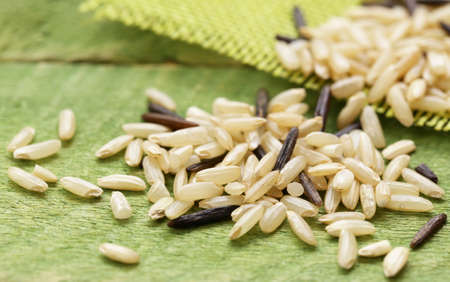 mixed brown and black wild rice for healthy eatingの写真素材