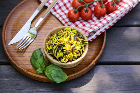 rice garnish with wild and brown riceの写真素材