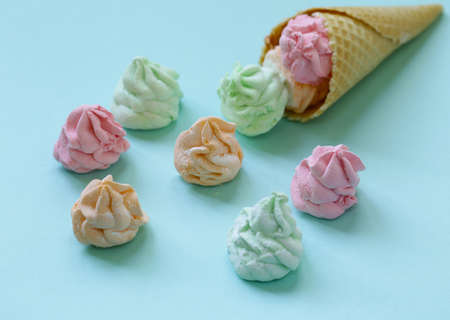 sweet dessert marshmallow in different colorsの写真素材