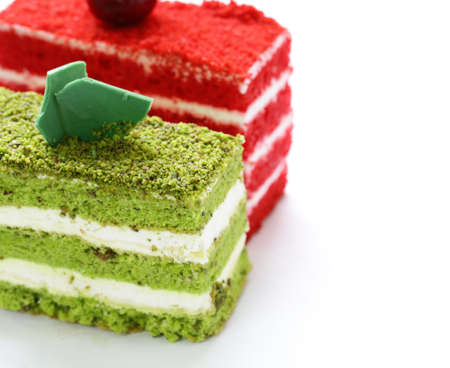 piece of delicious cake with butter creamの写真素材