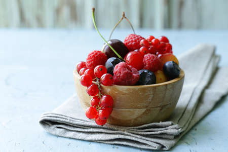 ripe organic mix berries rustic still lifeの写真素材