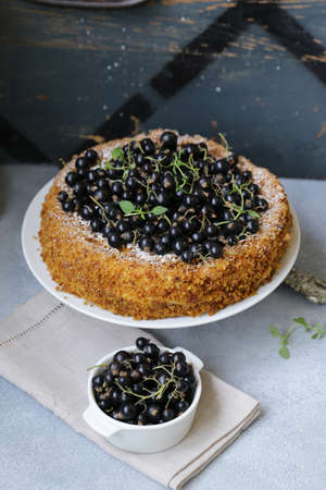 homemade pie for dessert with nuts and berriesの写真素材