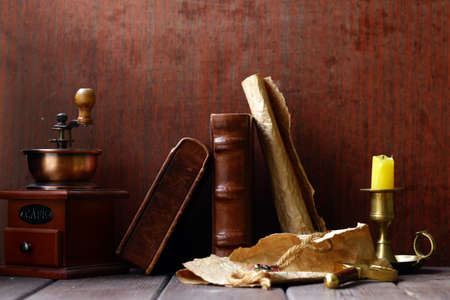 background for man cabinet room, brown color vintage elementsの写真素材