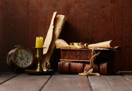 background for man cabinet room, brown color vintage elementsの写真素材