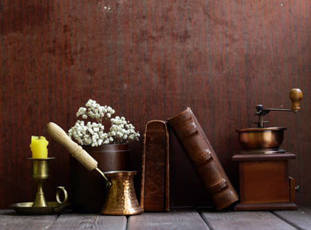 background for man cabinet room, brown color vintage elementsの写真素材