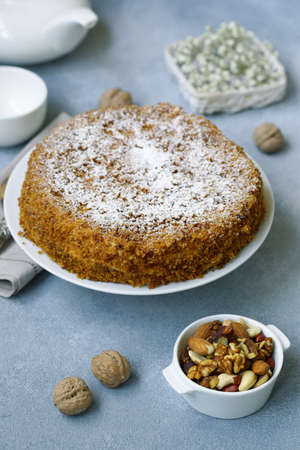 homemade pie for dessert with nuts and berries