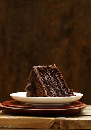 piece of super chocolate cake on a plate