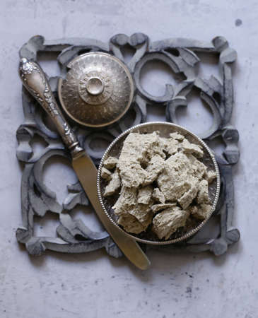 Eastern sweets - halva on a silver plateの写真素材
