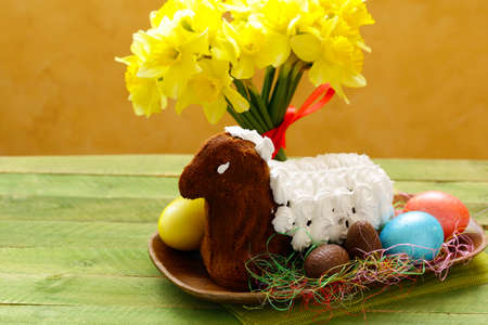 festive baking cake decorated eggs for Easter